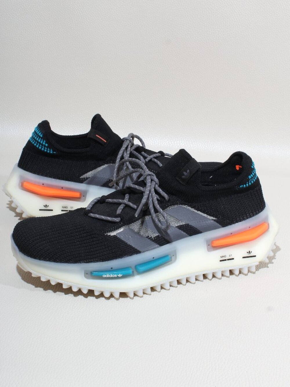 Adidas Originals NMD_S1 Shoes Mens Size 10 Core Black Orange Teal Blue FZ5706